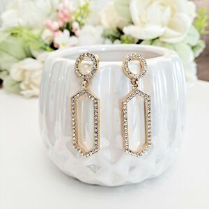 💖 2/$30 Rhinestones geometric gold drop‎ cocktail wedding formal earrings